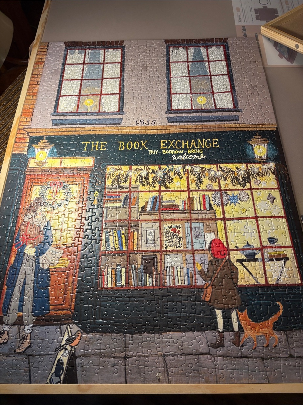The Book Exchange Jigsaw Puzzle - Black, Yellow, Red no pieces missing